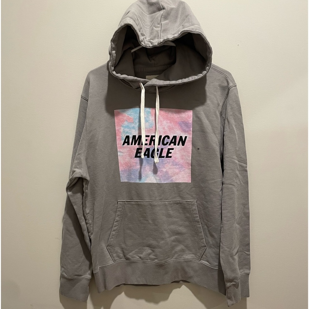 AE Fleece Graphic Pullover Hoodie GRAY Size Medium NWT